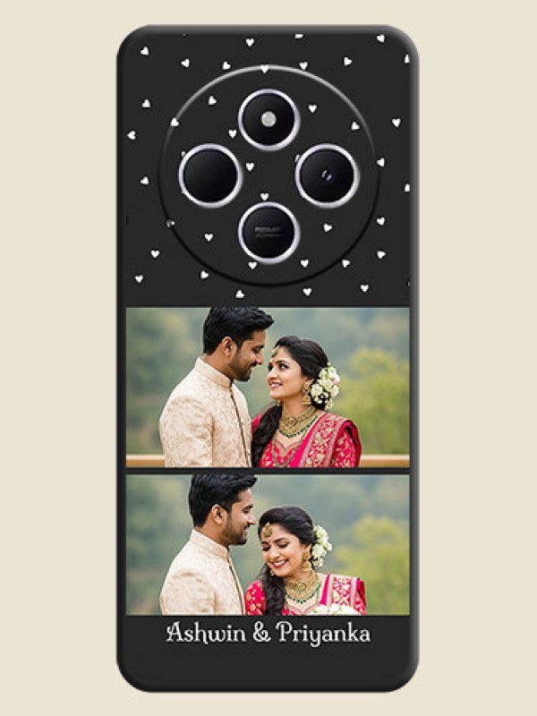 Custom Miniature Love Symbols with Name On Space Black Custom Soft Matte Mobile Back Cover - Poco C75 5G