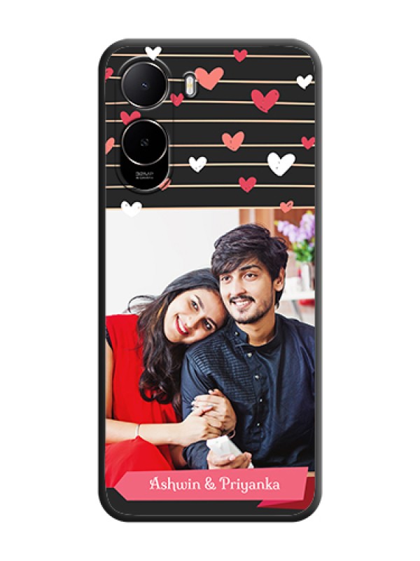 Custom Love Pattern with Name on Pink Ribbon on Photo On Space Black Custom Soft Matte Mobile Back Cover - Poco C81
