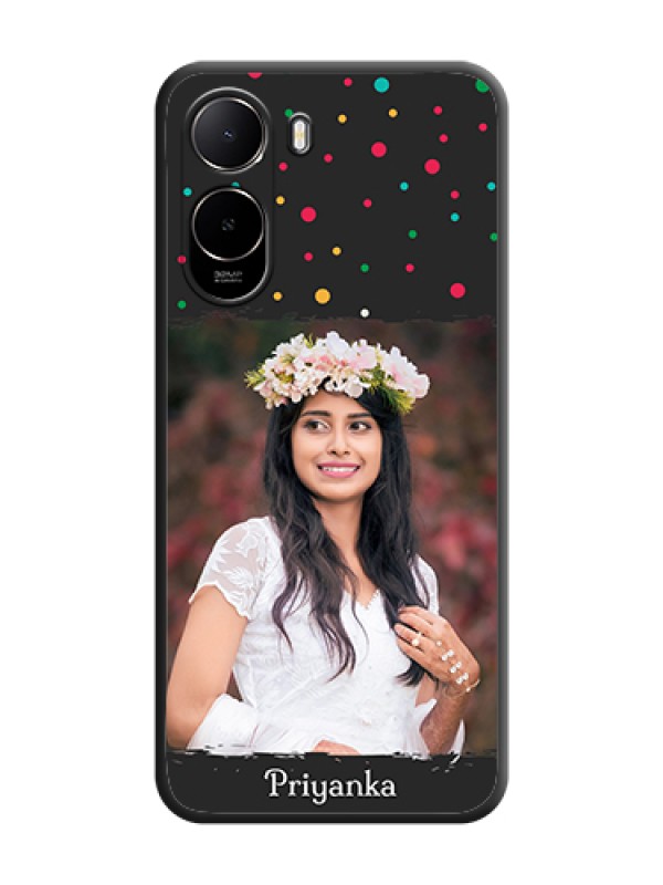 Custom Multicolor Dotted Pattern with Text On Space Black Custom Soft Matte Mobile Back Cover - Poco C81