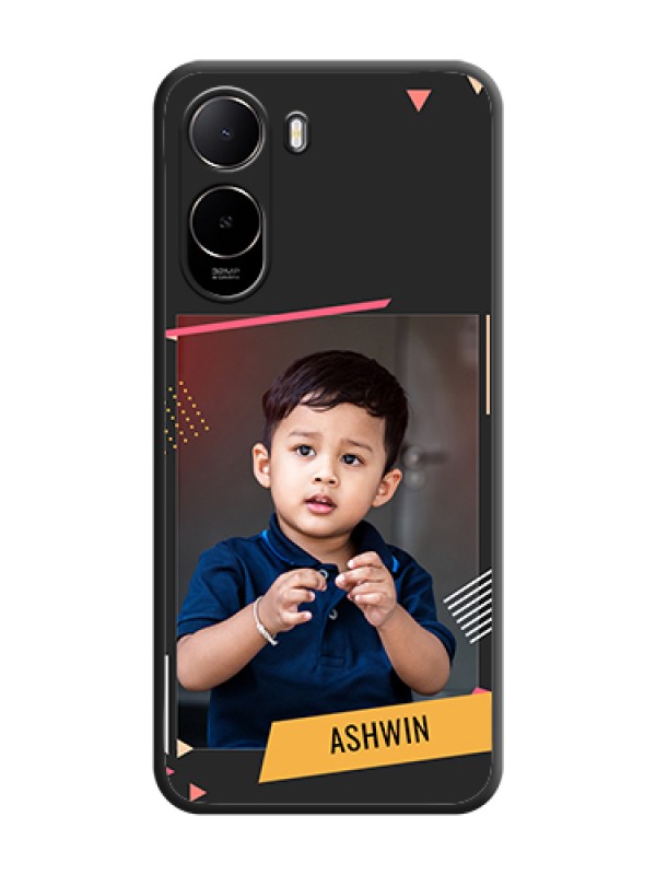 Custom Photo Frame with Triangle Small Dots on Photo On Space Black Custom Soft Matte Mobile Back Cover - Poco C81