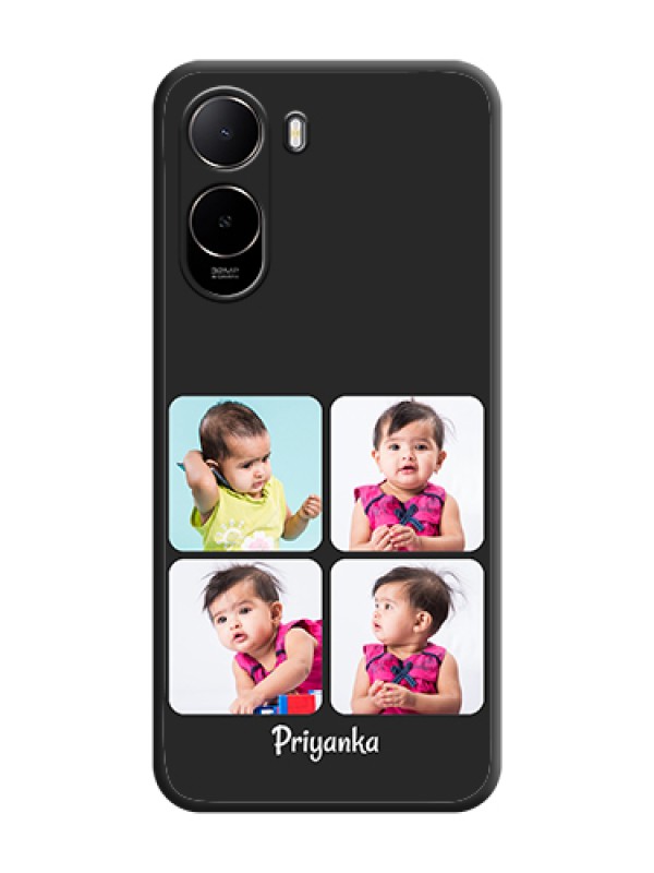 Custom Floral Art with 6 Image Holder on Photo On Space Black Custom Soft Matte Mobile Back Cover - Poco C81