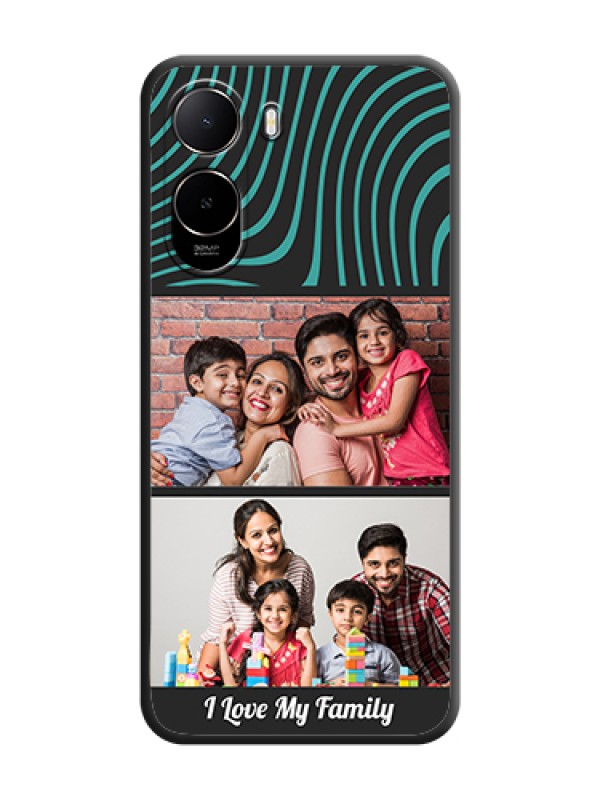 Custom Wave Pattern with 2 Image Holder On Space Black Custom Soft Matte Mobile Back Cover - Poco C81