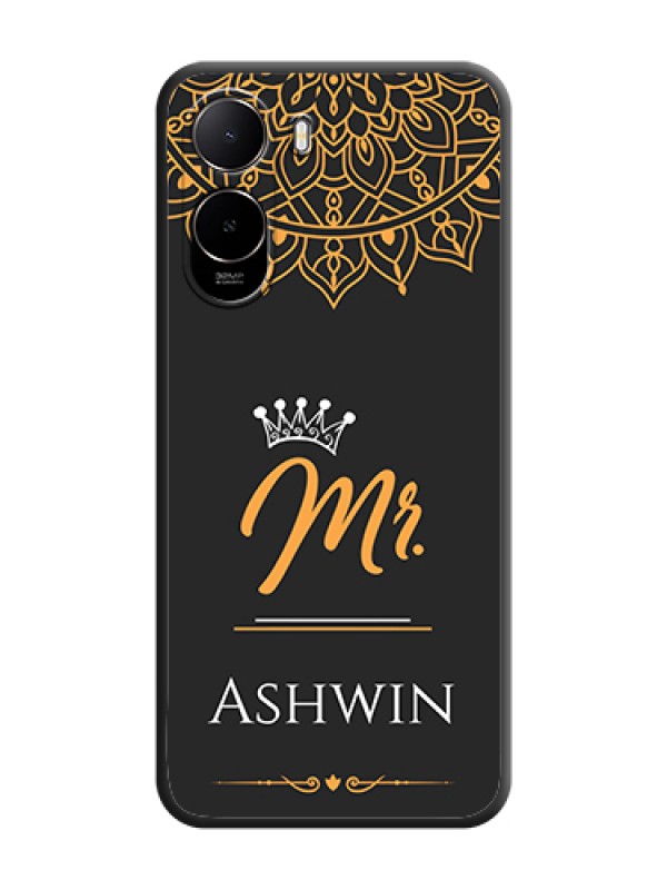 Custom Mr Name with Floral Design On Space Black Custom Soft Matte Mobile Back Cover - Poco C81