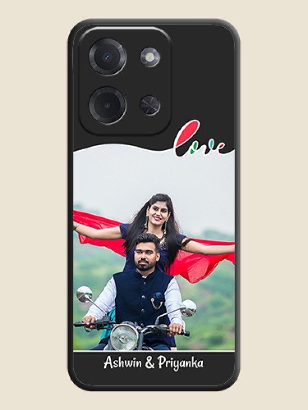 Custom Fall in Love Pattern with Picture on Photo On Space Black Custom Soft Matte Mobile Back Cover - Poco C85 5G