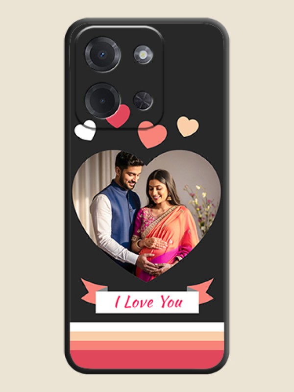 Custom Love Shaped Photo with Colorful Stripes On Space Black Custom Soft Matte Mobile Back Cover - Poco C85 5G