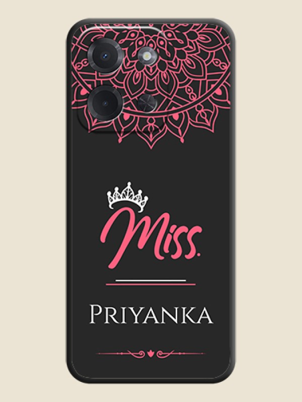 Custom Mrs Name with Floral Design On Space Black Custom Soft Matte Mobile Back Cover - Poco C85 5G