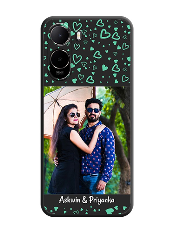 Custom Sea Green Indefinite Love Pattern on Photo On Space Black Custom Soft Matte Mobile Back Cover - Poco C85X 5G