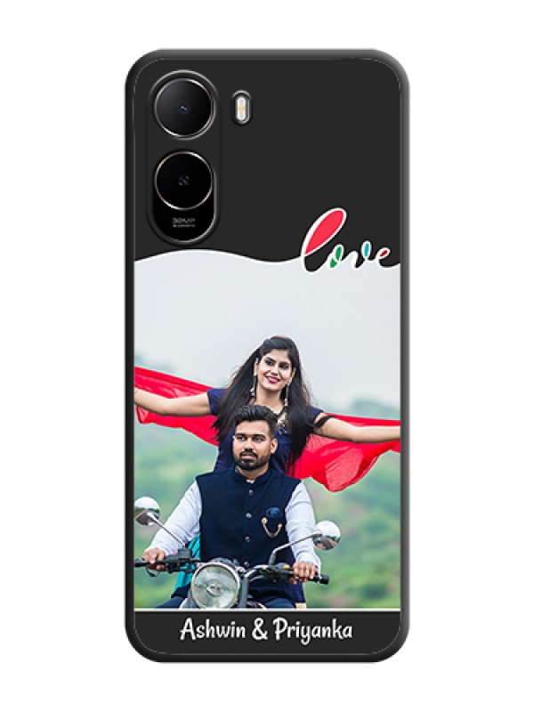 Custom Fall in Love Pattern with Picture on Photo On Space Black Custom Soft Matte Mobile Back Cover - Poco C85X 5G
