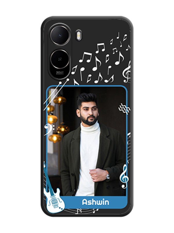Custom Musical Theme Design with Text on Photo On Space Black Custom Soft Matte Mobile Back Cover - Poco C85X 5G