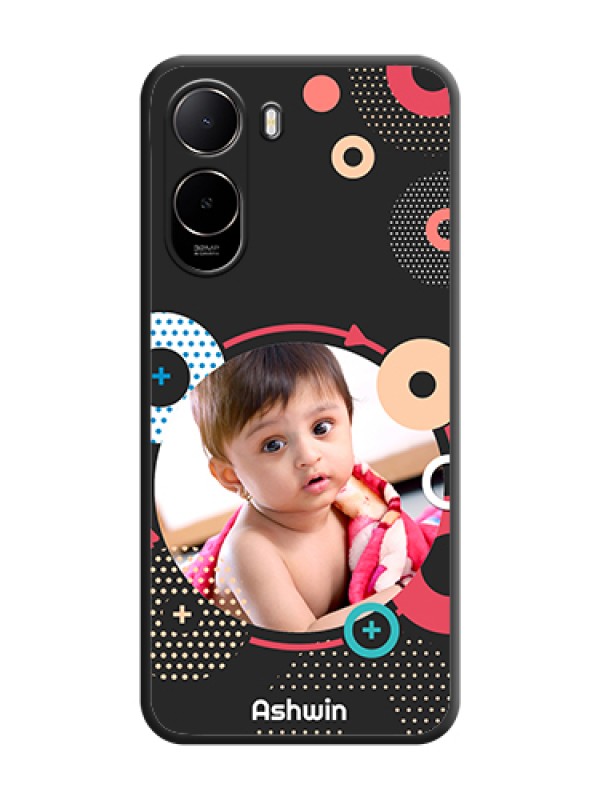 Custom Multicoloured Round Image On Space Black Custom Soft Matte Mobile Back Cover - Poco C85X 5G