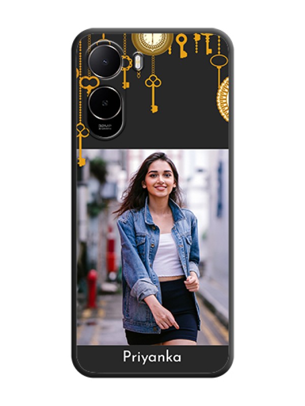 Custom Decorative Design with Text On Space Black Custom Soft Matte Mobile Back Cover - Poco C85X 5G