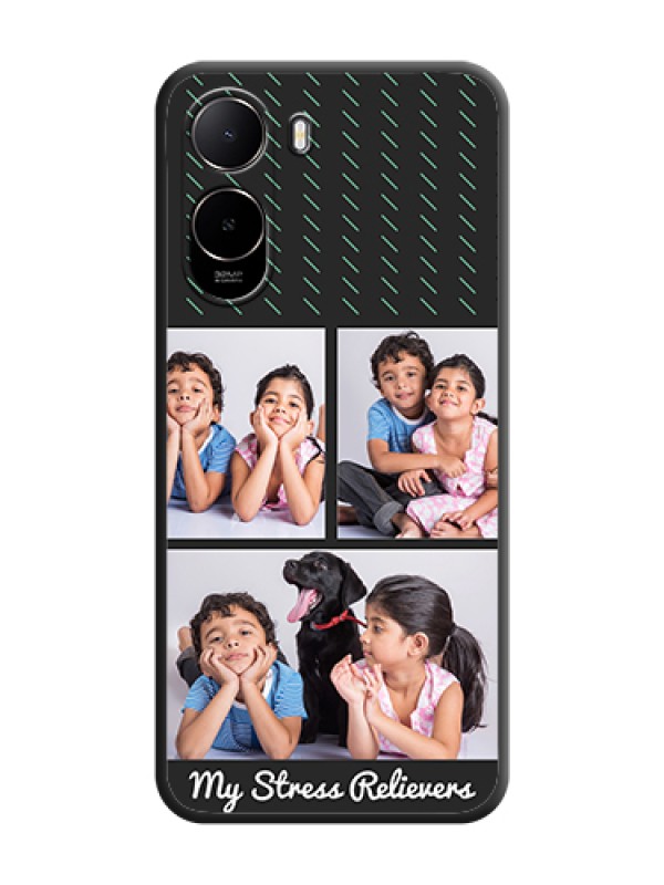 Custom Cross Dotted Pattern with 2 Image Holder On Space Black Custom Soft Matte Mobile Back Cover - Poco C85X 5G