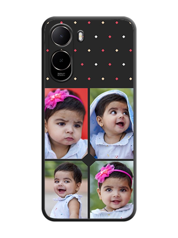 Custom Multicolor Dotted Pattern with 4 Image Holder On Space Black Custom Soft Matte Mobile Back Cover - Poco C85X 5G