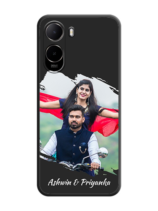 Custom Grunge Brush Strokes on Photo On Space Black Custom Soft Matte Mobile Back Cover - Poco C85X 5G
