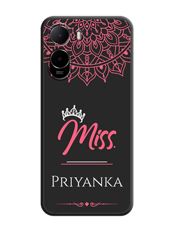 Custom Mrs Name with Floral Design On Space Black Custom Soft Matte Mobile Back Cover - Poco C85X 5G