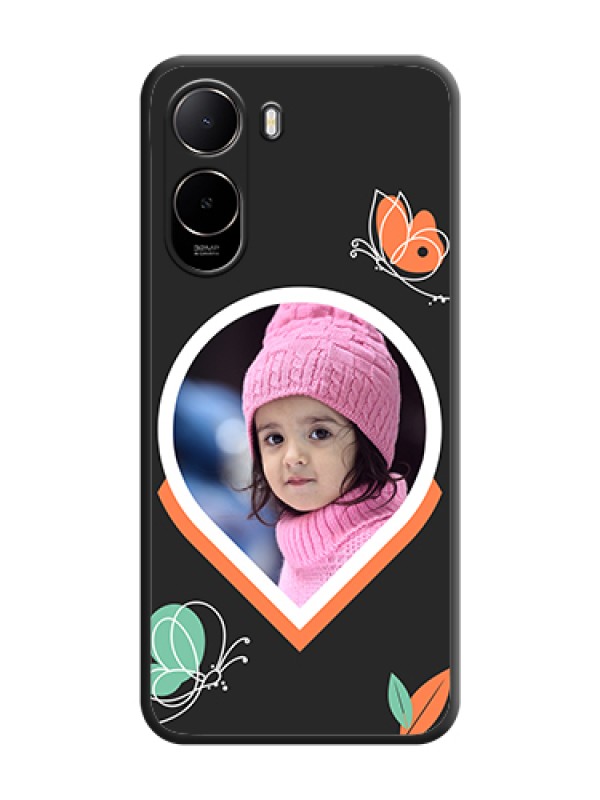 Custom Upload Pic With Simple Butterly Design On Space Black Custom Soft Matte Mobile Back Cover - Poco C85X 5G