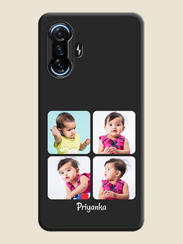 Custom Floral Art with 6 Image Holder on Photo on Space Black Soft Matte Mobile Case - POco F3 GT