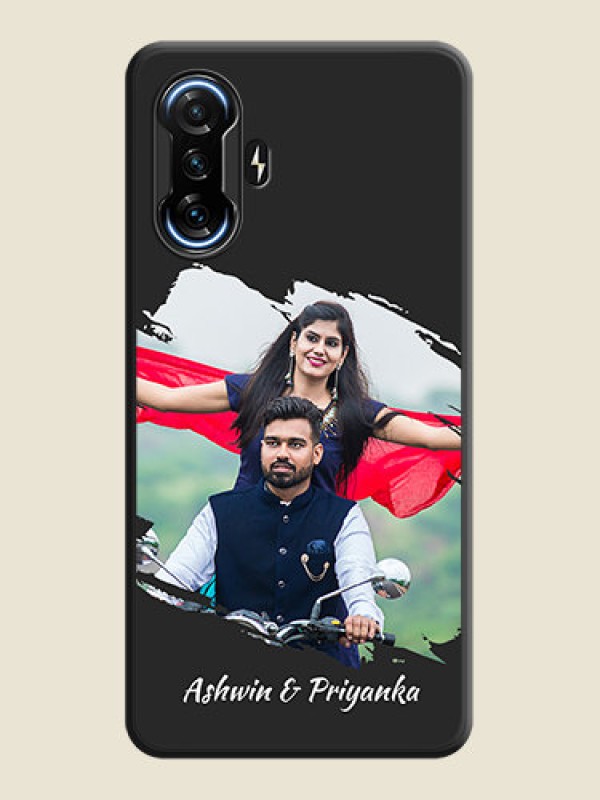 Custom Grunge Brush Strokes on Photo on Space Black Soft Matte Back Cover - POco F3 GT