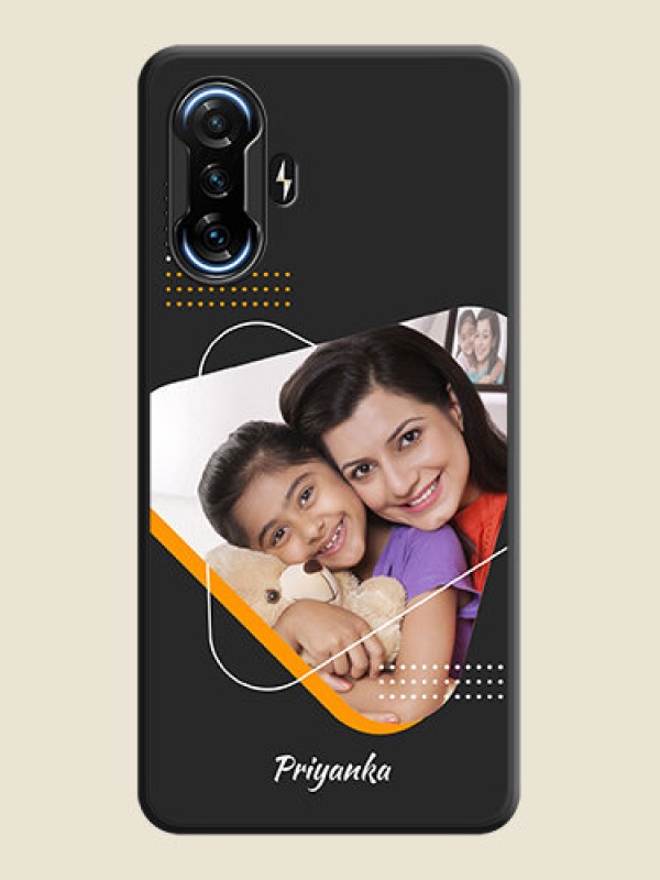 Custom Yellow Triangle on Photo on Space Black Soft Matte Phone Cover - POco F3 GT