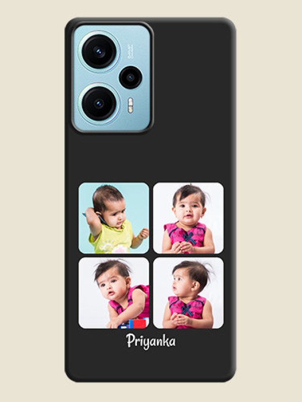Custom Floral Art with 6 Image Holder on Photo On Space Black Custom Soft Matte Mobile Back Cover - Poco F5