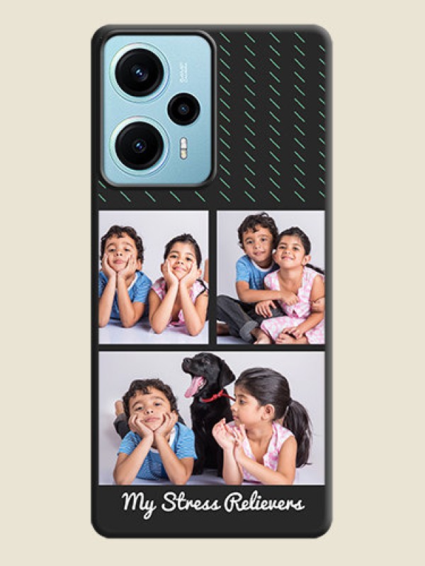 Custom Cross Dotted Pattern with 2 Image Holder On Space Black Custom Soft Matte Mobile Back Cover - Poco F5