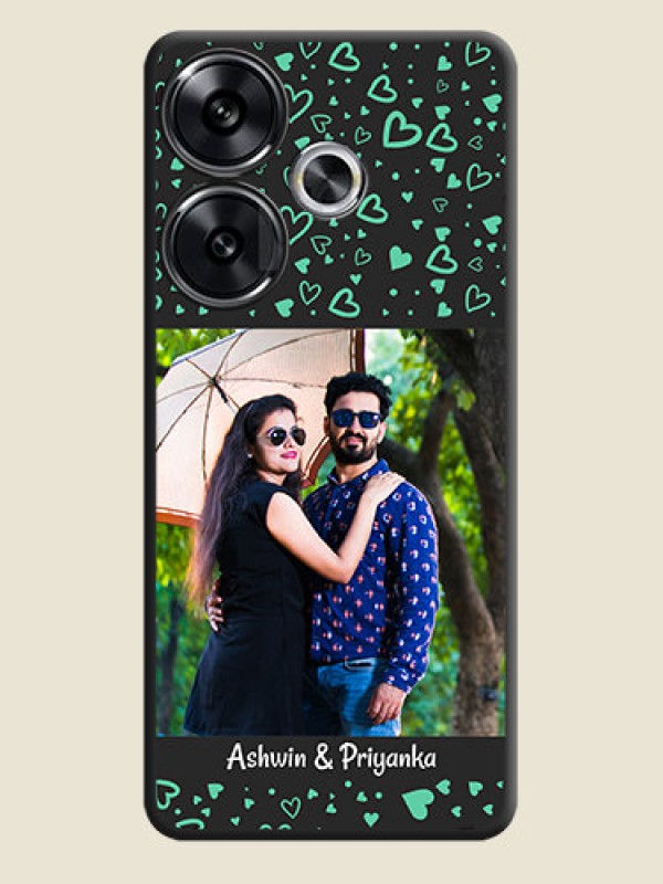 Custom Sea Green Indefinite Love Pattern on Photo On Space Black Custom Soft Matte Mobile Back Cover - Poco F6 5G