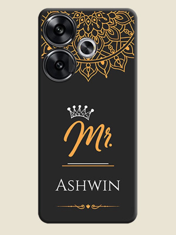 Custom Mr Name with Floral Design On Space Black Custom Soft Matte Mobile Back Cover - Poco F6 5G
