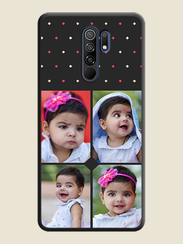 Custom Multicolor Dotted Pattern with 4 Image Holder on Space Black Custom Soft Matte Phone Cases - Poco M2 Reloaded