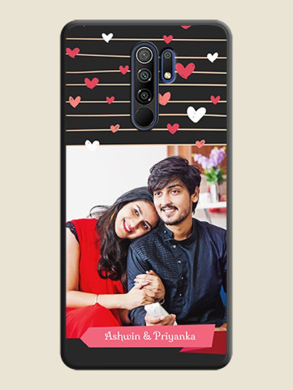 Custom Love Pattern with Name on Pink Ribbon  on Photo on Space Black Soft Matte Back Cover - Poco M2
