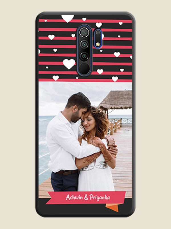 Custom White Color Love Symbols with Pink Lines Pattern on Space Black Custom Soft Matte Phone Cases - Poco M2