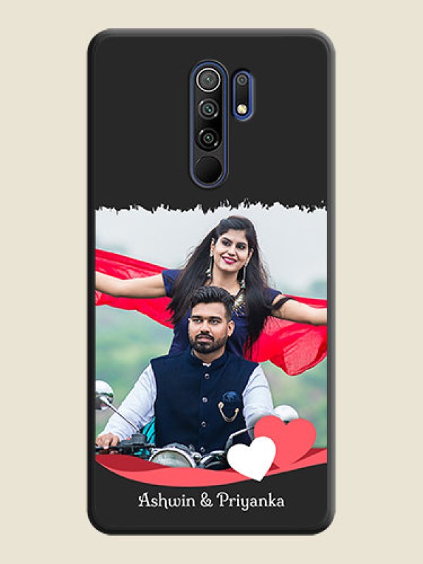 Custom Pin Color Love Shaped Ribbon Design with Text on Space Black Custom Soft Matte Phone Back Cover - Poco M2