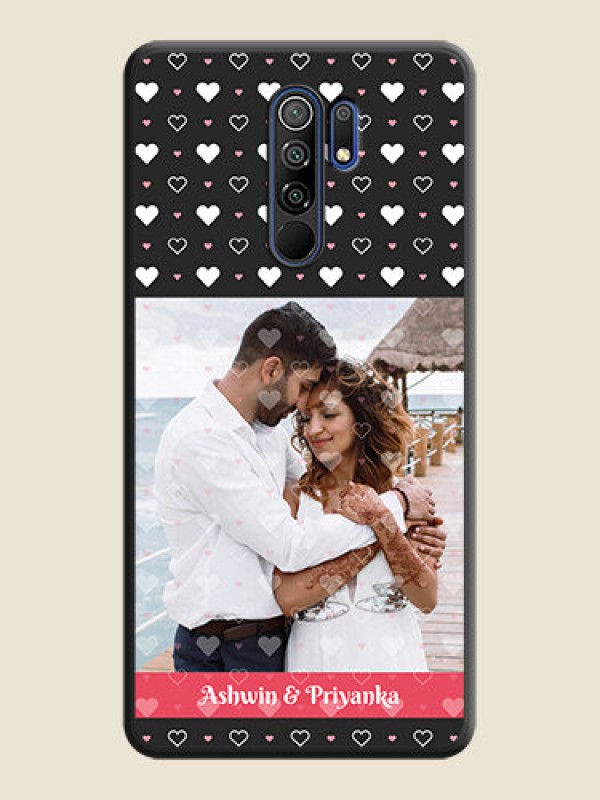Custom White Color Love Symbols with Text Design on Photo on Space Black Soft Matte Phone Cover - Poco M2