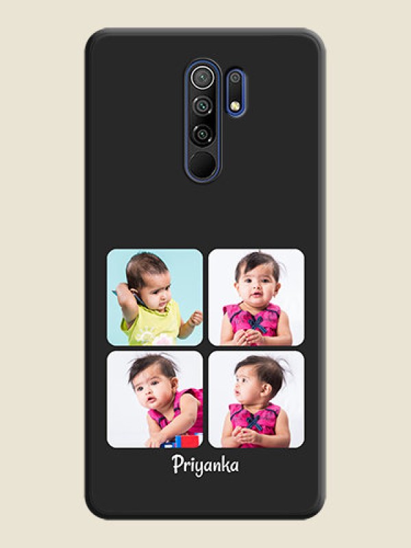 Custom Floral Art with 6 Image Holder on Photo on Space Black Soft Matte Mobile Case - Poco M2