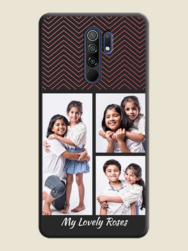 Custom Wave Pattern with 3 Image Holder on Space Black Custom Soft Matte Back Cover - Poco M2