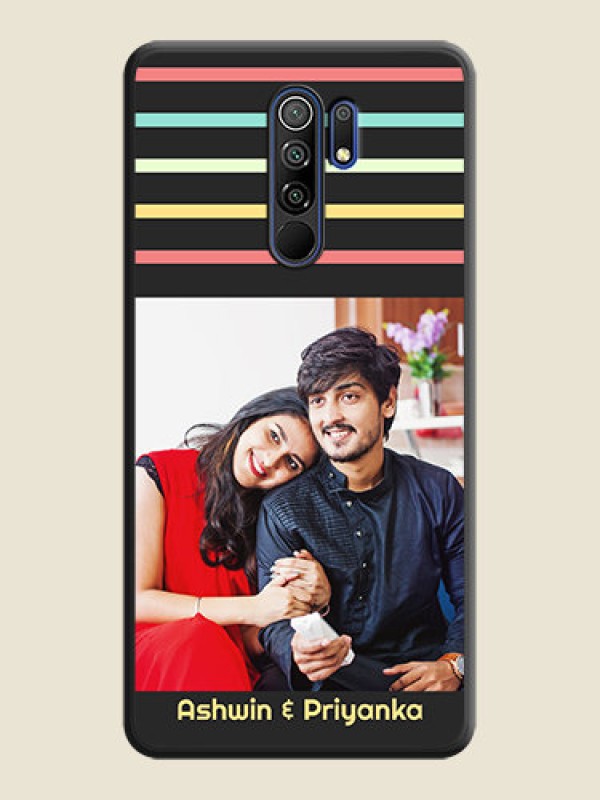 Custom Color Stripes with Photo and Text on Photo on Space Black Soft Matte Mobile Case - Poco M2