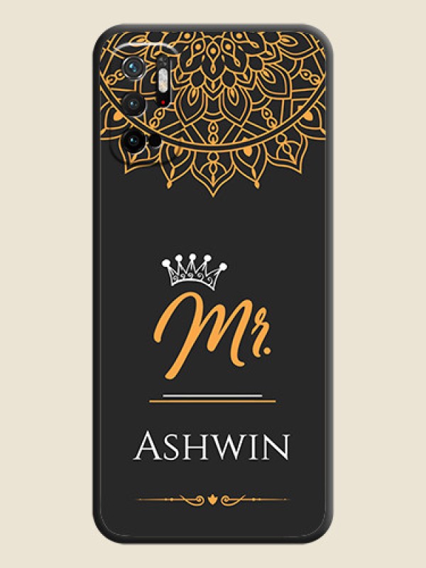 Custom Mr Name with Floral Design  on Personalised Space Black Soft Matte Cases - Poco M3 Pro