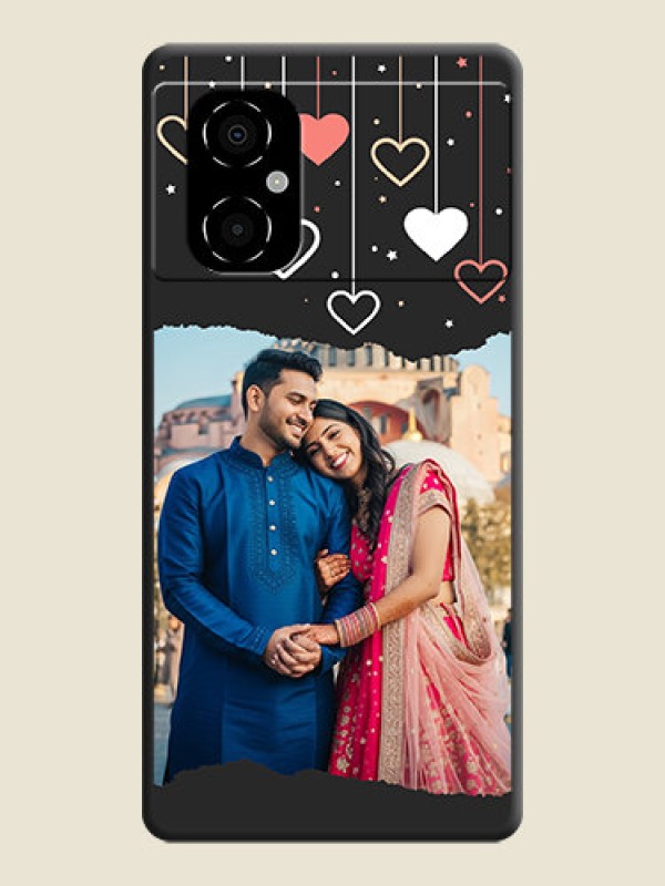 Custom Love Hangings with Splash Wave Picture on Space Black Custom Soft Matte Phone Back Cover - Poco M4 5G