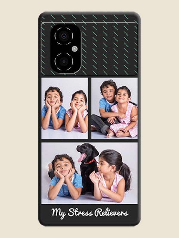 Custom Cross Dotted Pattern with 2 Image Holder  on Personalised Space Black Soft Matte Cases - Poco M4 5G
