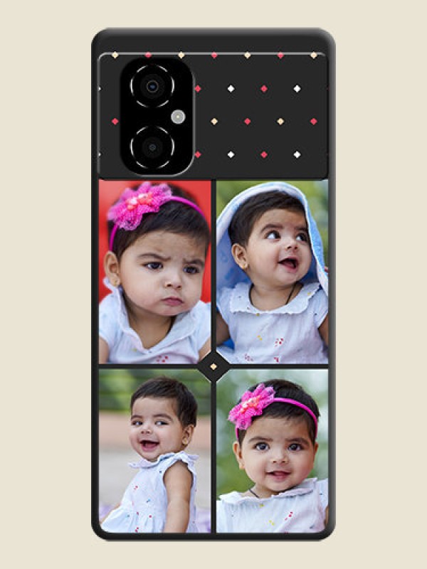 Custom Multicolor Dotted Pattern with 4 Image Holder on Space Black Custom Soft Matte Phone Cases - Poco M4 5G