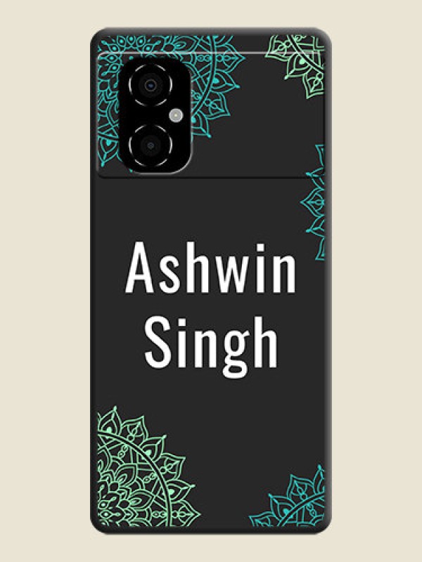 Custom Your Name with Floral Design on Space Black Custom Soft Matte Back Cover - Poco M4 5G
