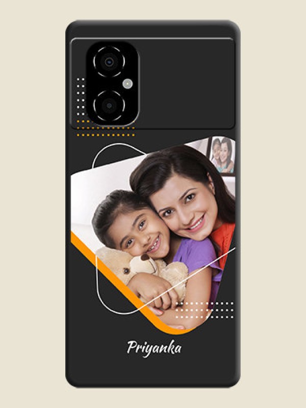 Custom Yellow Triangle on Photo on Space Black Soft Matte Phone Cover - Poco M4 5G