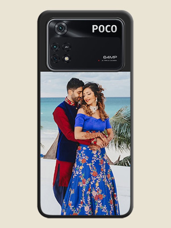 Custom Image Upload With Space Black Color On Custom Soft Matte Mobile Back Cover - Poco M4 Pro 4G