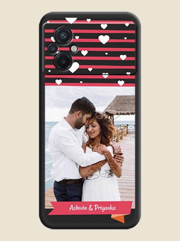 Custom White Color Love Symbols with Pink Lines Pattern on Space Black Custom Soft Matte Phone Cases - Poco M5