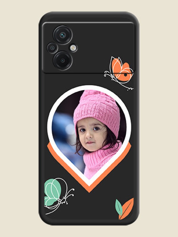 Custom Upload Pic With Simple Butterly Design On Space Black Personalized Soft Matte Phone Covers -Poco M5