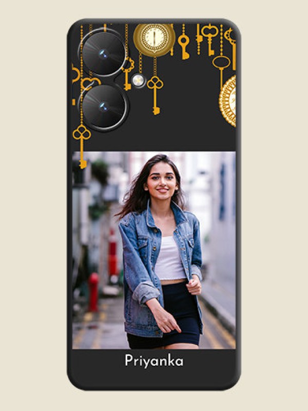 Custom Decorative Design with Text On Space Black Custom Soft Matte Mobile Back Cover - Poco M6 5G
