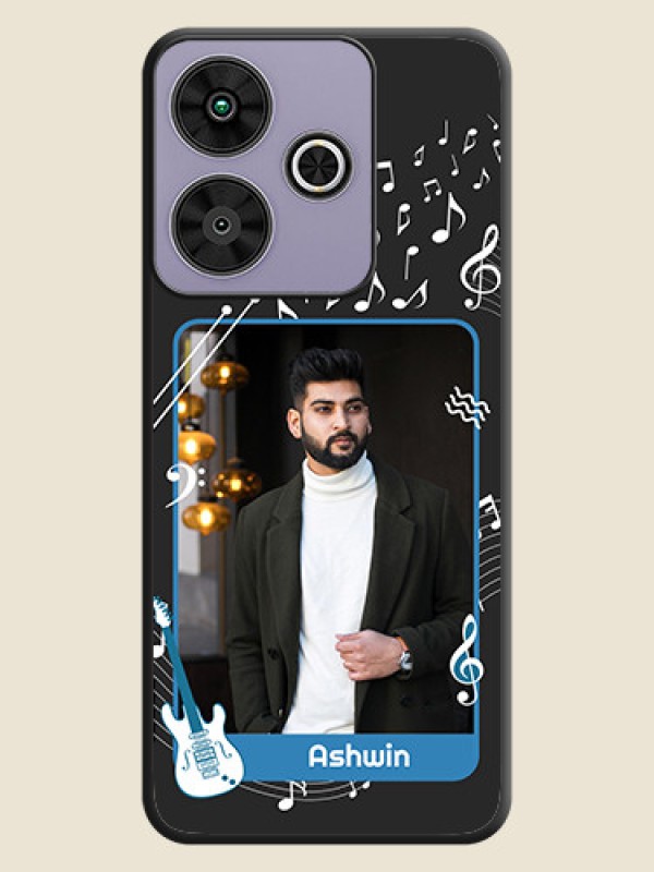 Custom Musical Theme Design with Text on Photo On Space Black Custom Soft Matte Mobile Back Cover - Poco M6 Plus 5G