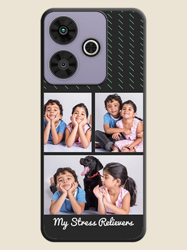 Custom Cross Dotted Pattern with 2 Image Holder On Space Black Custom Soft Matte Mobile Back Cover - Poco M6 Plus 5G
