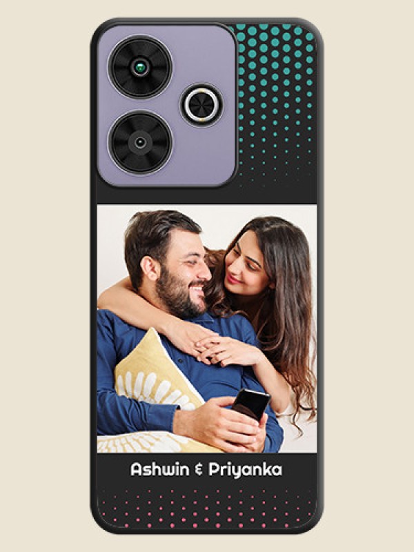 Custom Faded Dots with Grunge Photo Frame and Text On Space Black Custom Soft Matte Mobile Back Cover - Poco M6 Plus 5G