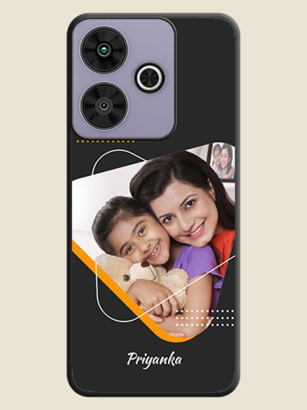 Custom Yellow Triangle on Photo On Space Black Custom Soft Matte Mobile Back Cover - Poco M6 Plus 5G