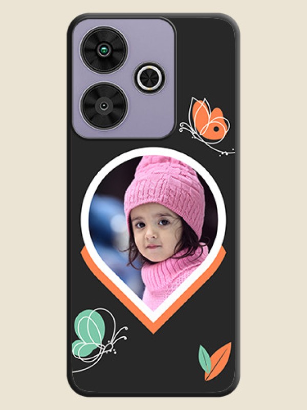 Custom Upload Pic With Simple Butterly Design On Space Black Custom Soft Matte Mobile Back Cover - Poco M6 Plus 5G